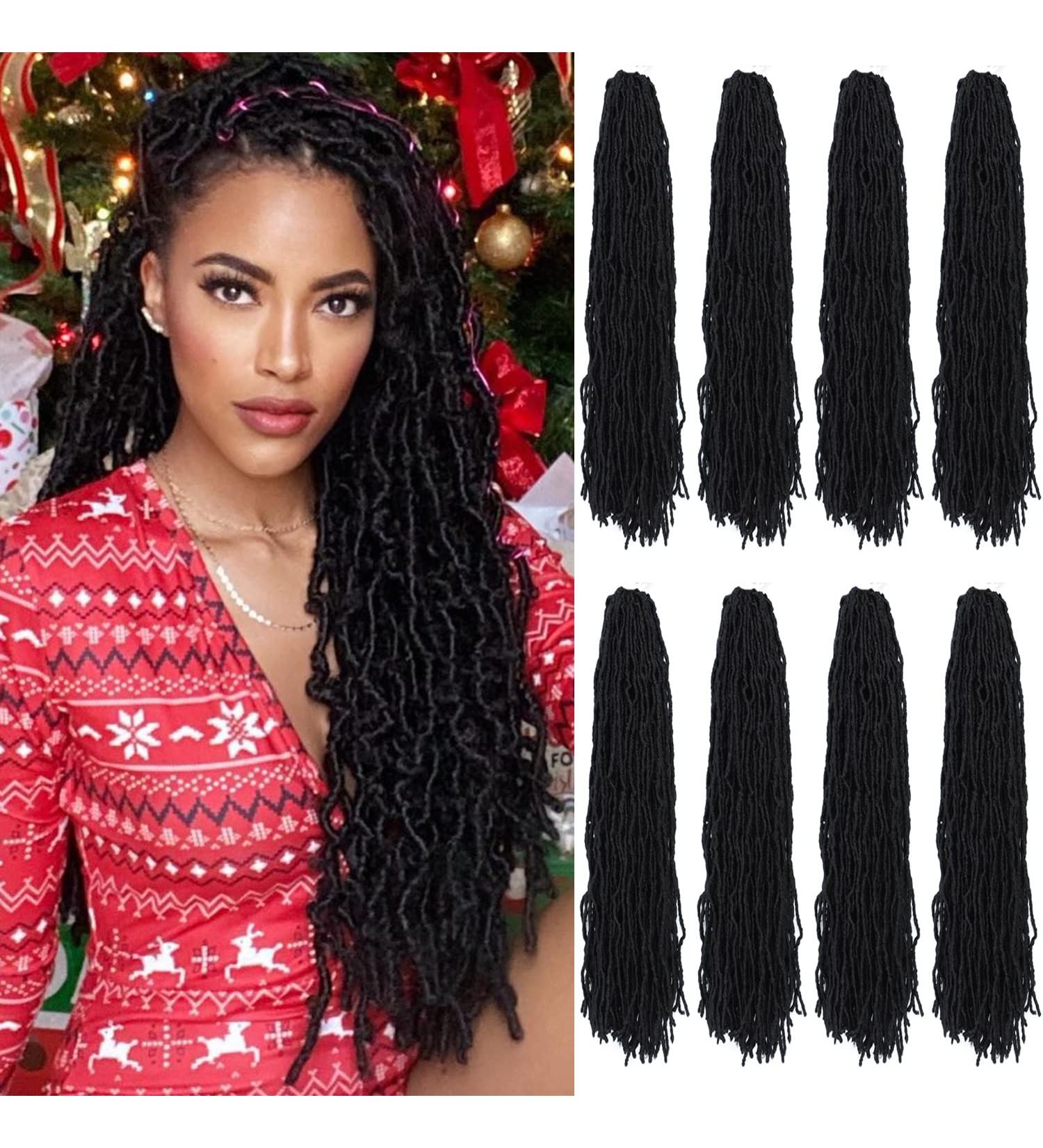 24 Faux Locs Crochet Hair Soft Locs for Butterfly Style - 8 Packs 24 Inch 1B Color - Buy Online on GoSupps.com