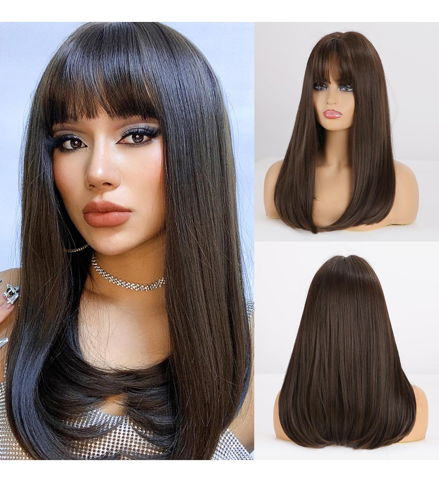 Testar 24 Inch Dark Brown Wig for Black Women | Long Straight Natural Art Hair Wig - Perfect for Everyday & Parties - Buy Online on GoSupps.com