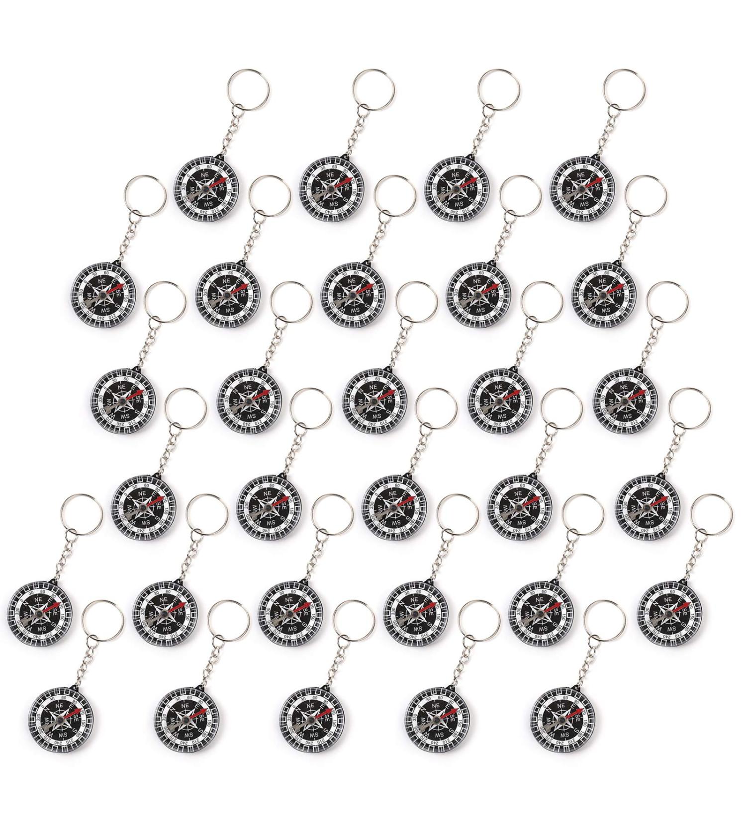 Set of 30 WELLGRO Compass Keyrings - Black Party Favors for Children's Birthdays | 3.5 x 1.0 cm - Buy Online on GoSupps.com