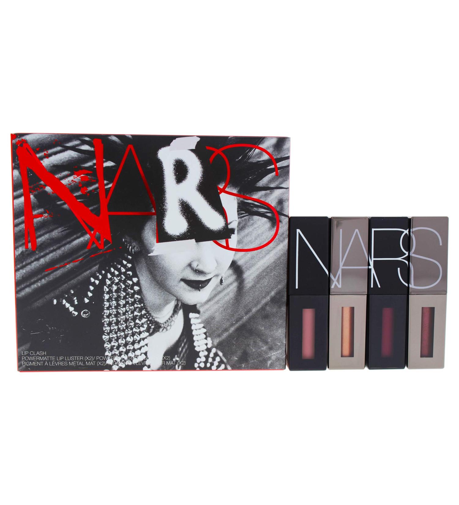 NARS Powermatte lip clash coffret by nars for women - 4 pc 2 x 0.08oz lip pigment - rise above raise hell 2 x 0.09oz lip luster - no future gimme a fix 4 Count