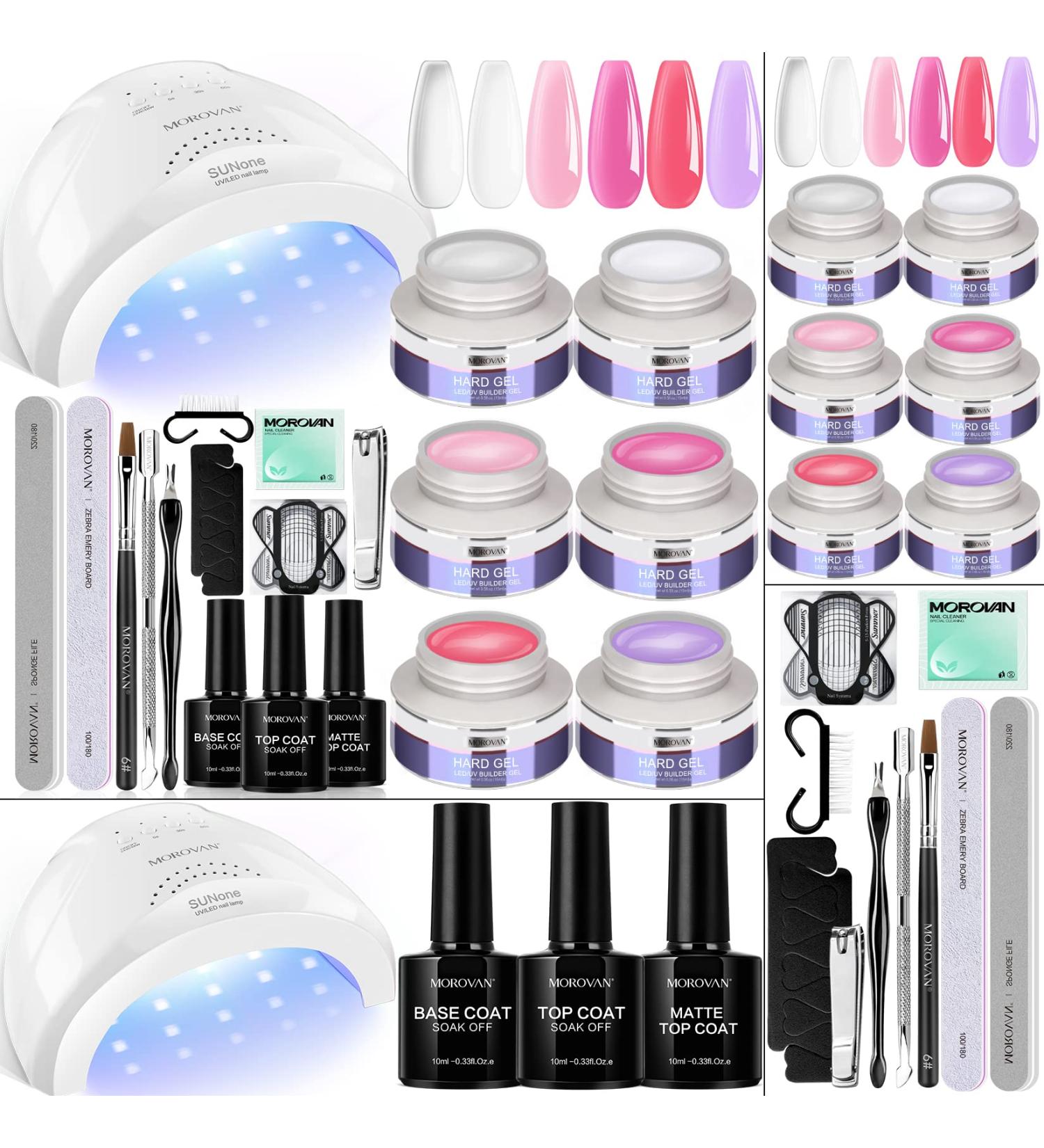 Morovan Builder Gel Nail Kit - 6 Colors Hard Gel Set with UV Lamp and Nail Tools - Perfect for DIY at Home - Buy Online on GoSupps.com