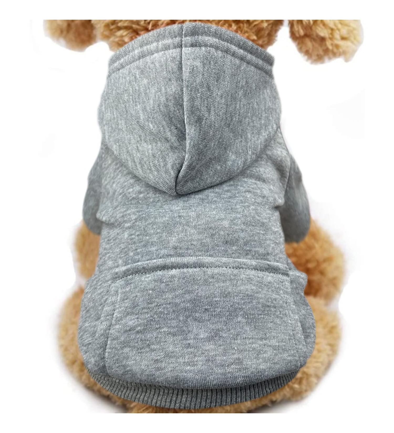 Warm Winter Dog Hoodies with Bags Cotton Clothing for Small Dogs Chihuahuas & Puppies | XXS Gray - Buy Online on GoSupps.com