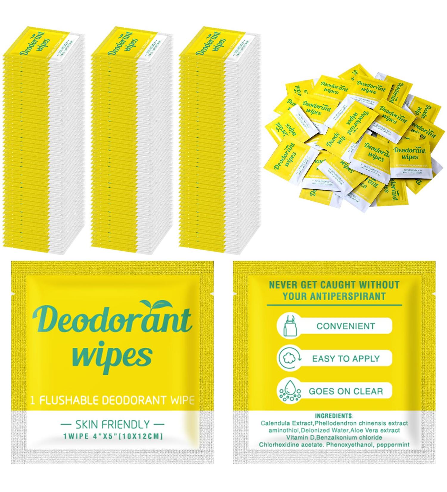 Timgle 100 Pcs Travel Deodorant Wipes Individually Wrapped Armpit Antiperspirant Deodorant Sweat Body Wipes for Women Men Teens Sports Travel Cleanse Skin and Underarm Excessive Sweating(Lemon) - Buy Online on GoSupps.com