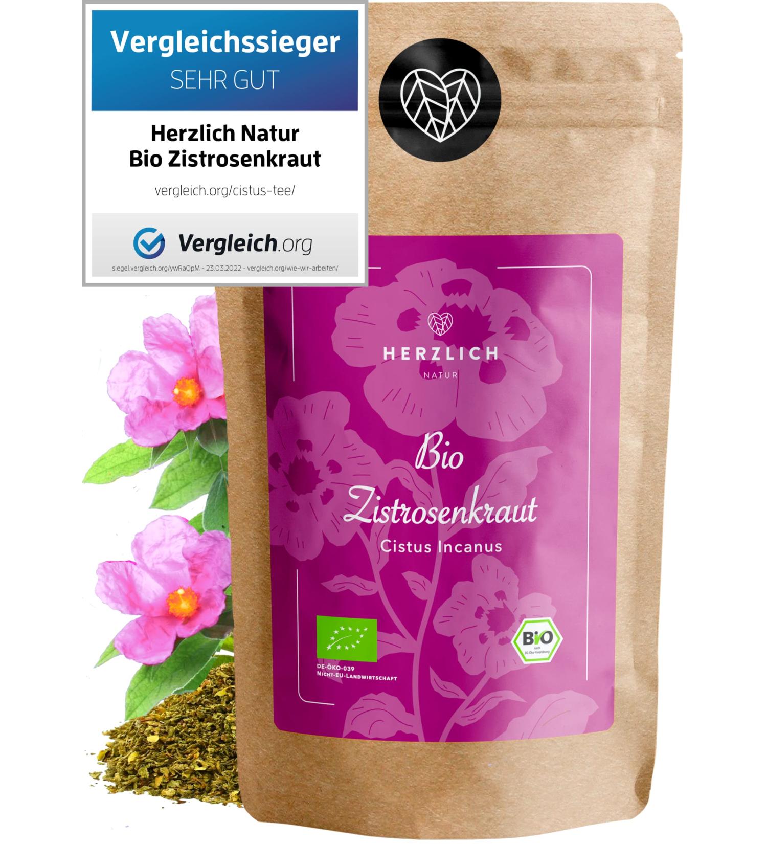 Organic Zistroskraut 200g - Premium Cistus Incanus Herb 100% Natural & Cut - Organic Quality Checked & Packed in Germany | Warmly - Buy Online on GoSupps.com