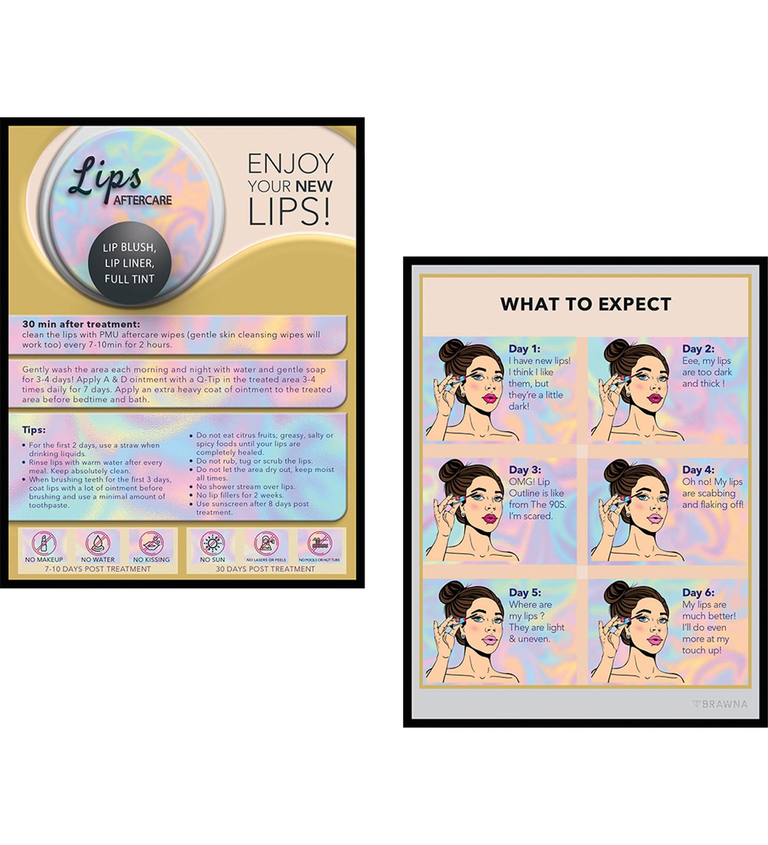 Lip Blush Aftercare Cards 30 Pack - Microblading & PMU Supplies - Lip Blushing Kit - 5.5x4.25 Inches - English - Buy Online on GoSupps.com