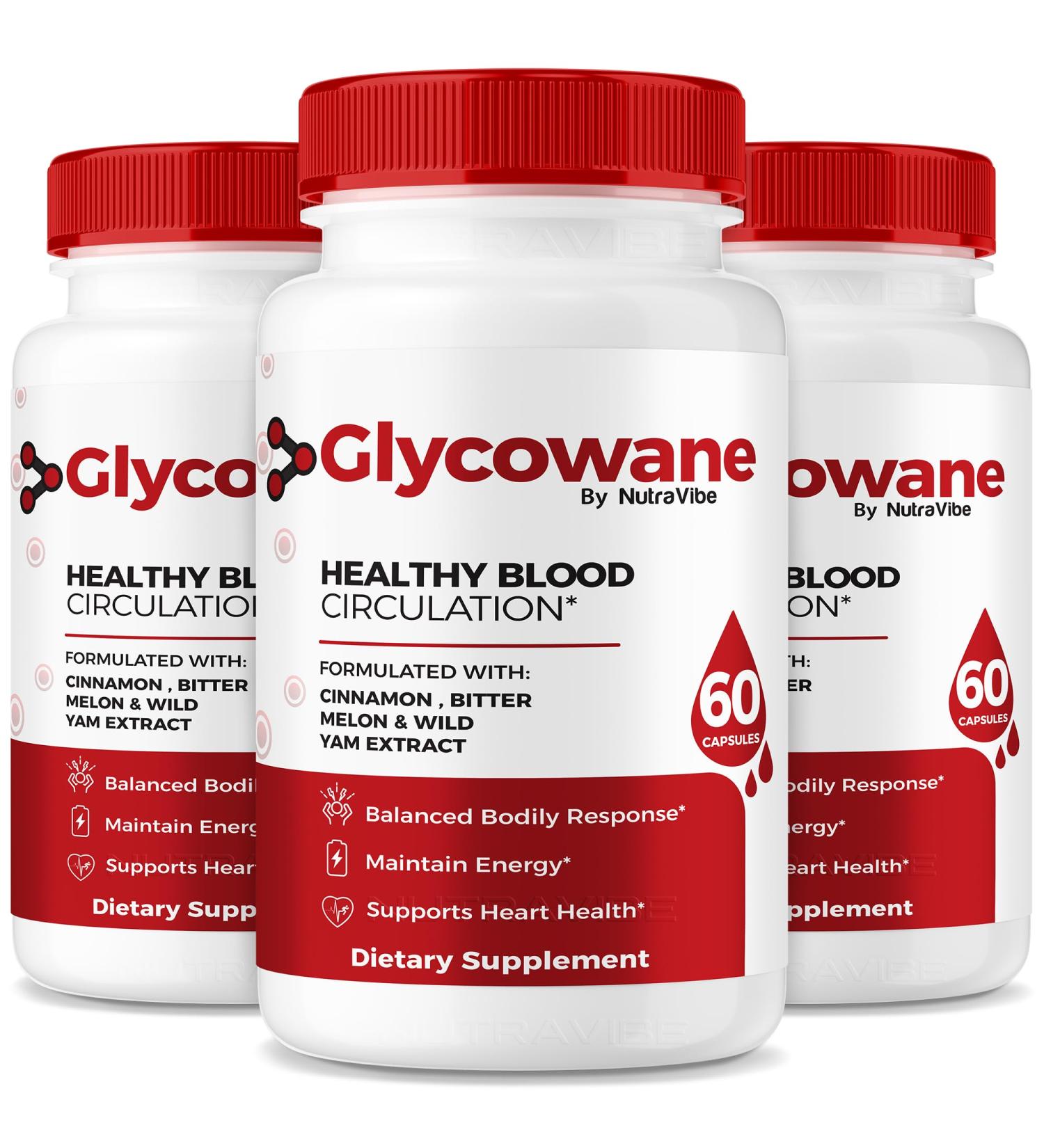 (3 Pack) Glycowan Blood Support Pills Official Glycowane Capsules Glyco Wan Advanced and Balanced Fomula with Powerful Ingredients (180 Capsules) - Buy Online on GoSupps.com
