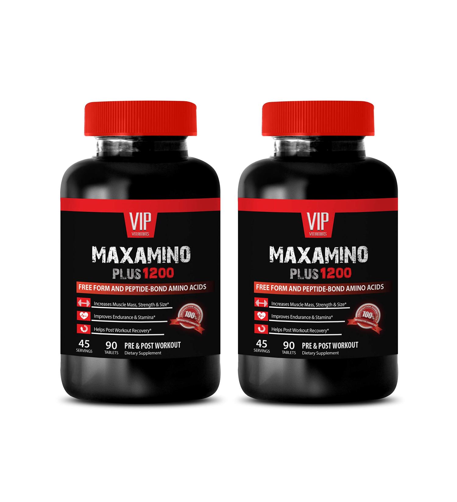 VIP VITAMINS Muscle Builder Supplements for Men Recovery Pills - MAXAMINO Plus 1200 MG PRE & Post Workout - Amino Acid Capsules 2 Bottles (180 Tablets) - Buy Online on GoSupps.com