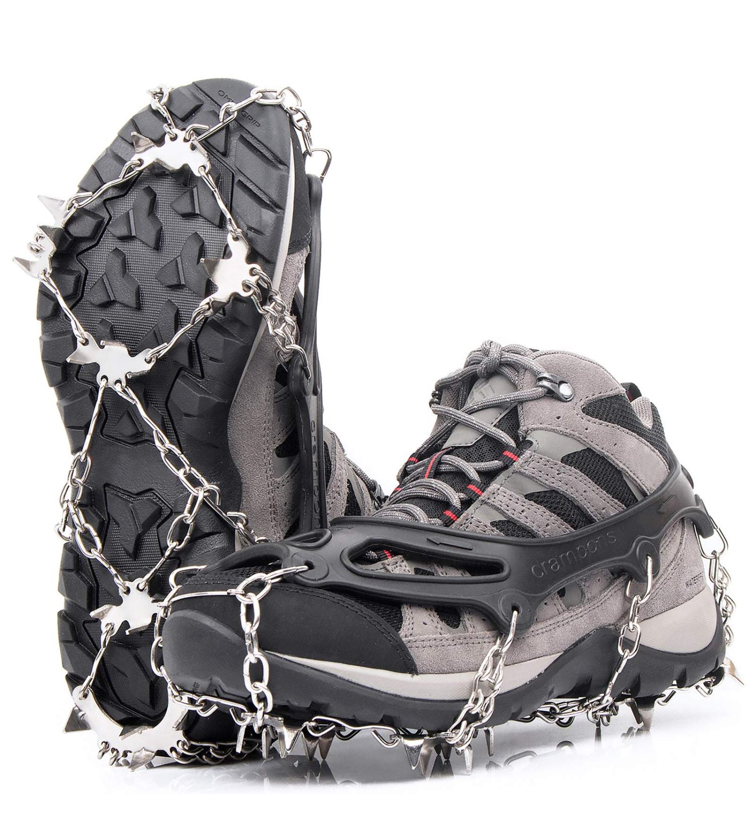 Greatever Anti-Slip Ice Cleats for Hiking Boots - 19 Stainless Steel Spikes - Snow Grips for Shoes - Safe Traction for Hiking, Fishing, Climbing - Medium, Black - Buy Online on GoSupps.com