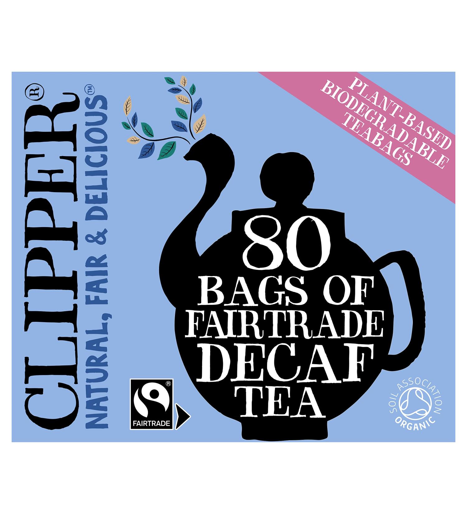 Clipper Fairtrade Organic Decaf Tea Bags - 80 Unbleached Bags, 8.2 oz, Plastic-Free Packaging - Buy Online on GoSupps.com