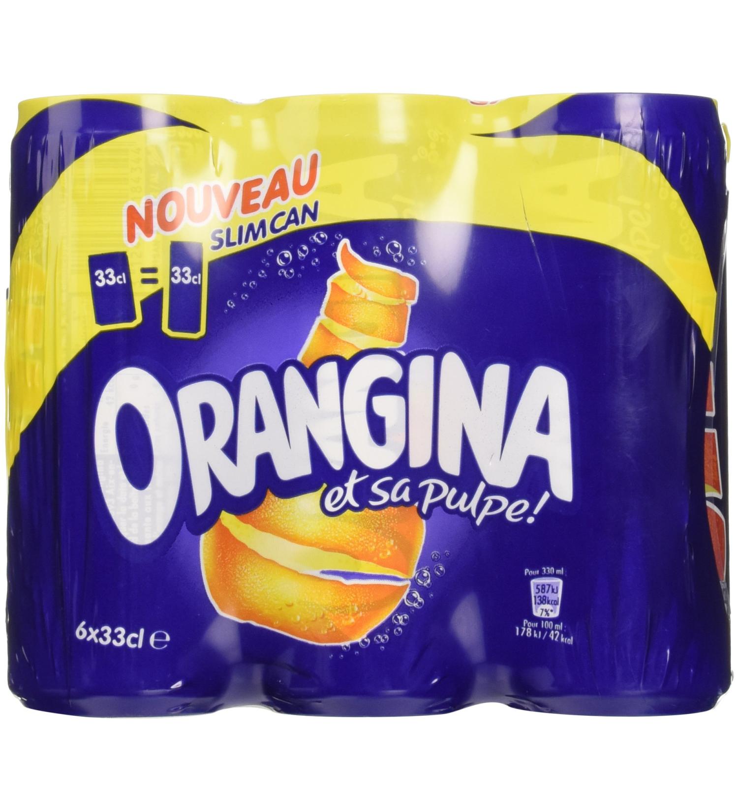 Orangina Orange and pulp carbonated drink - 6 cans of 33cl - Buy Online on GoSupps.com