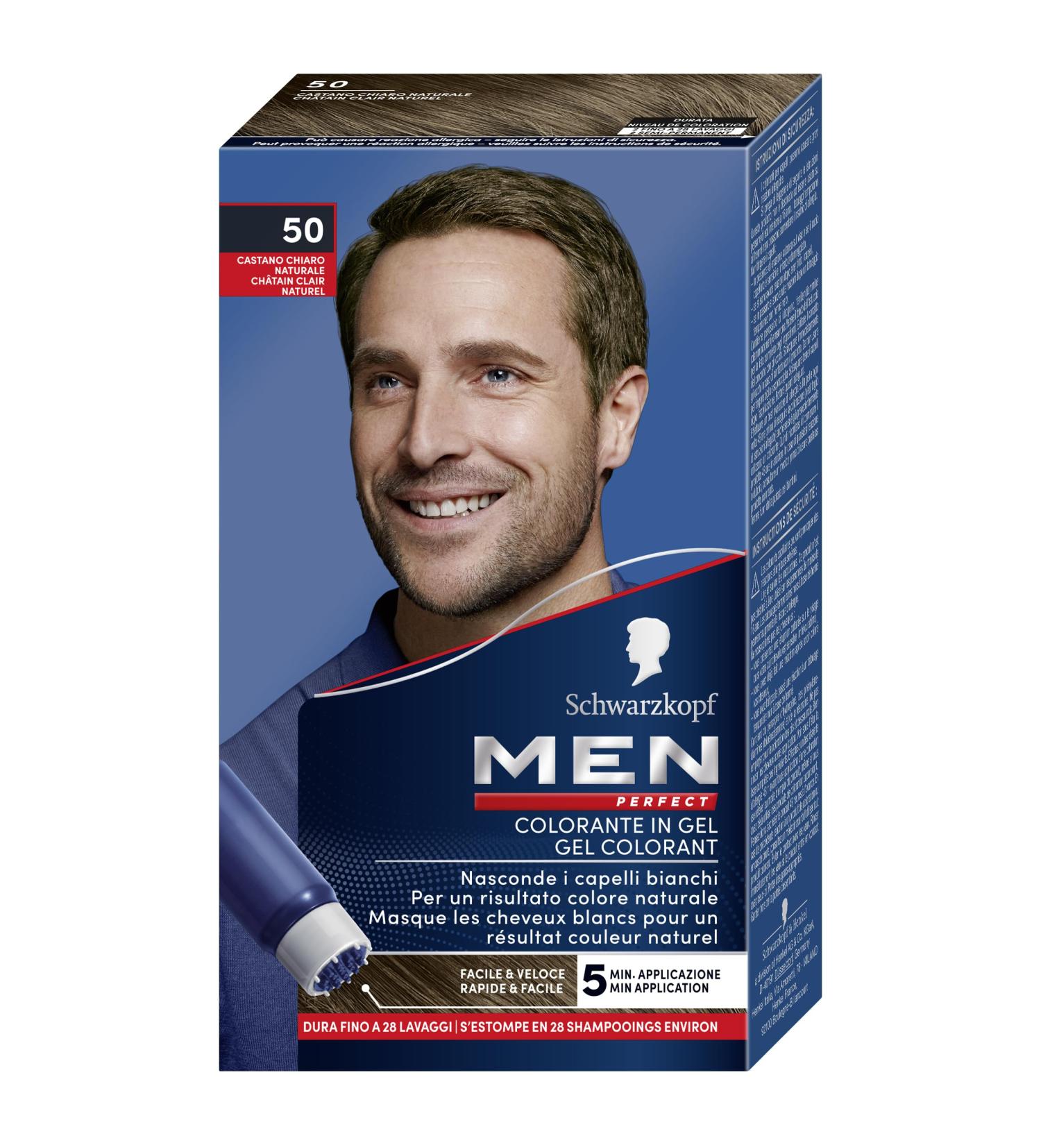  Men Perfect Schwarzkopf - Men Perfect - Men's Anti-Gray Hair Color Gel - Hair Color - Natural Result - Quick and Easy Application - Buy Online on GoSupps.com