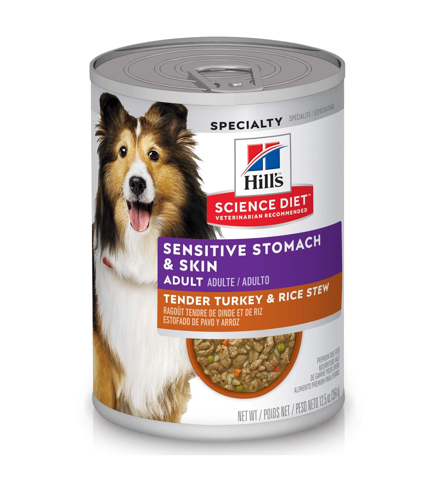 Hill's Science Diet Adult Wet Dog Food: Sensitive Stomach & Skin, Tender Turkey & Rice Stew 12-Pack - Buy Online on GoSupps.com