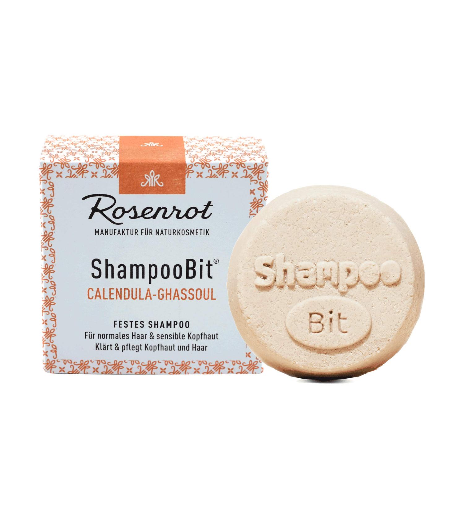 Rosenrot Naturkosmetik - Shampoo Bit - Solid Shampoo Calendula-Ghassoul - 55g - For Normal Hair & Sensitive Scalp - Clears & Nourishes Scalp and Hair - Certified Natural Cosmetics - Buy Online on GoSupps.com