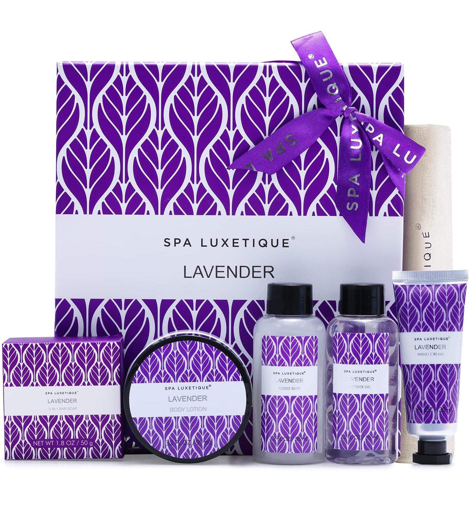 Luxetique Lavender Spa Gift Basket - 6-Pc Home Spa Set | Perfect Valentine Gifts for Her & Him - Buy Online on GoSupps.com