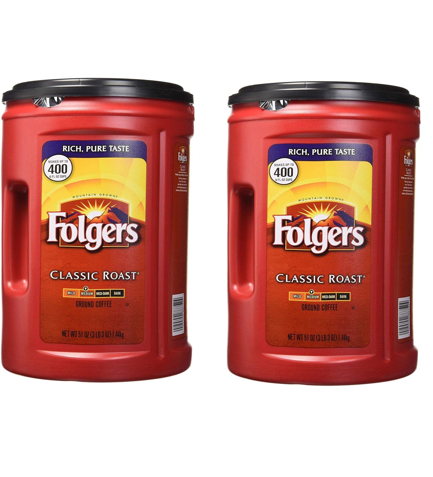 Folgers Coffee Classic(Medium) Roast 2 Count 51 Ounce