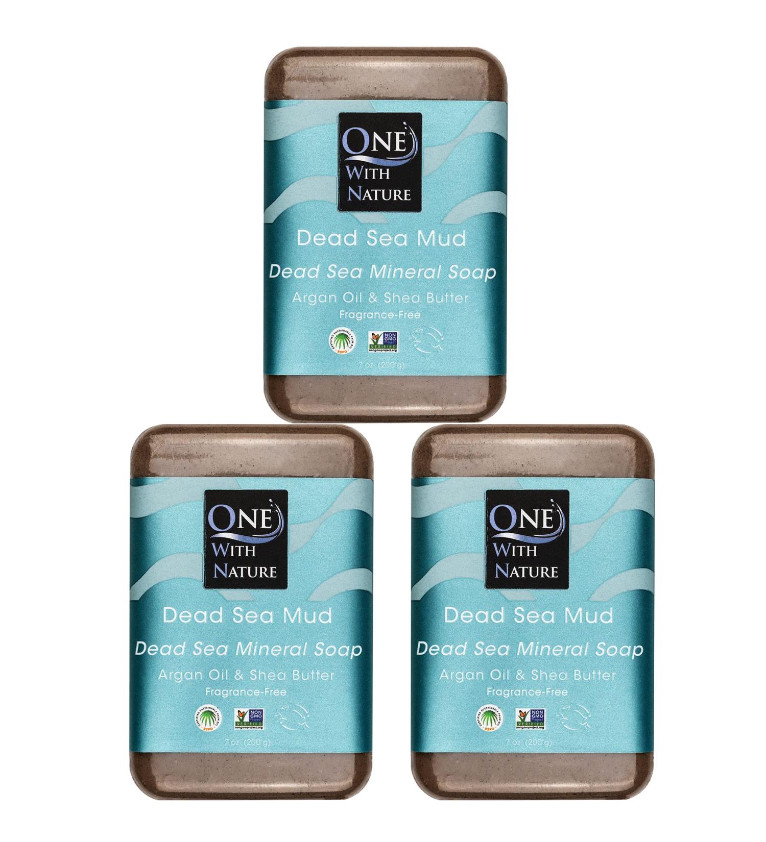 Dead Sea Mineral Mud 7 oz Soap 3 PK in Branded Box - Shea Butter, Argan Oil, Acne, Eczema, Psoriasis - Fragrance Free - Buy Online on GoSupps.com