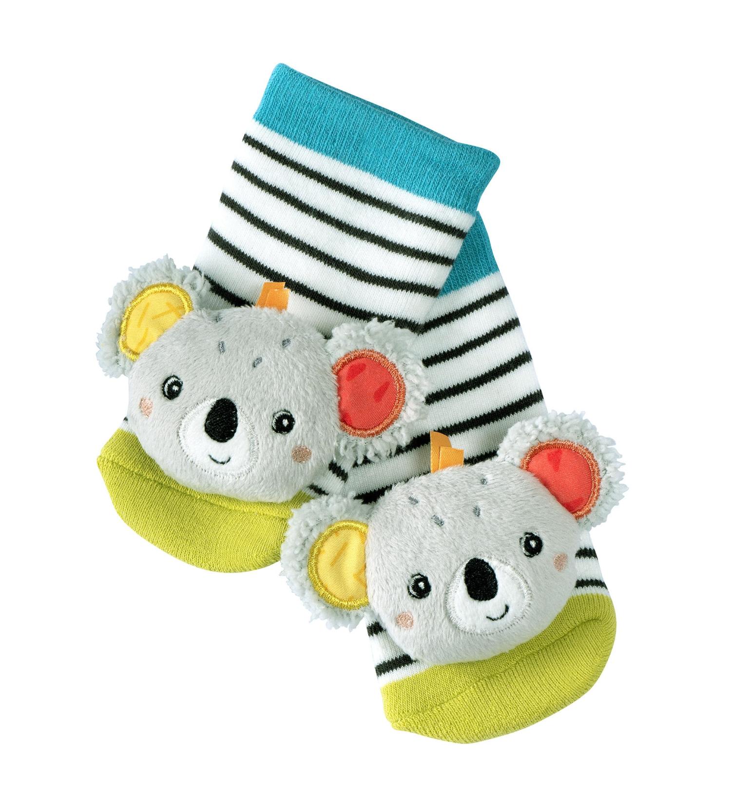 Fehn Baby Koala Socks with Rattles - Promote Motor Skills | Ideal First Baby Socks | International Shipping - Buy Online on GoSupps.com