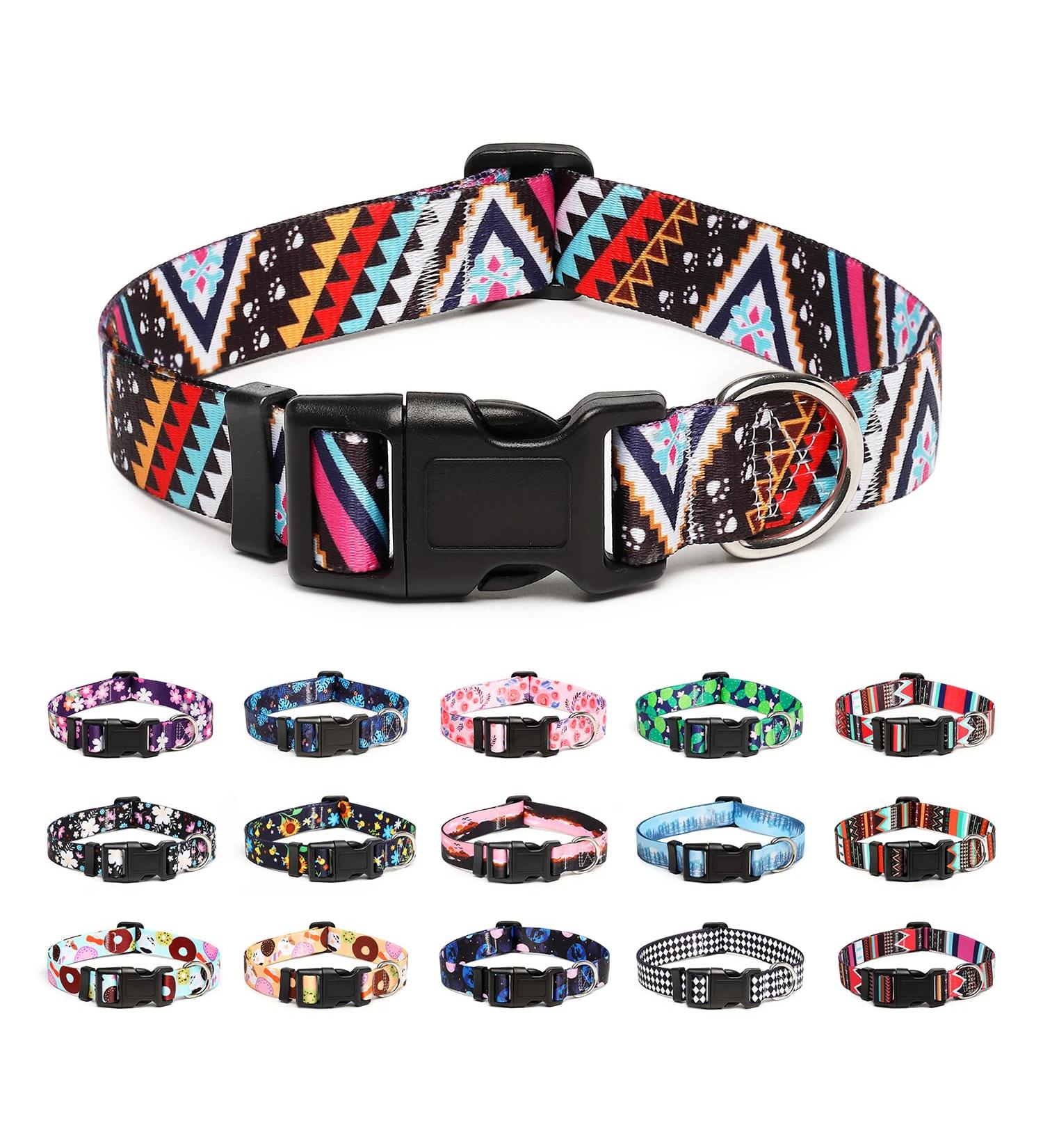 Mercano Adjustable Dog Collar | Soft Nylon & Robust Pattern for Small & Medium Dogs & Cats - Ethnic Pink (L) - Buy Online on GoSupps.com