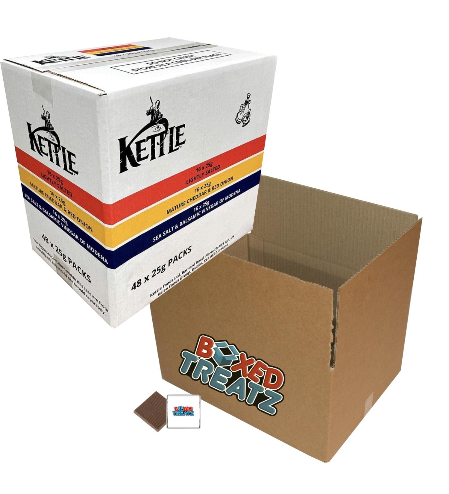 Kettle Hand Cooked Potato Chips Take Home Variety Box 48 x 25g KETTLE Chips Mixed Pack Of 48 Gluten Free 100% Real Food Ingredients Boxed Treatz - Buy Online on GoSupps.com