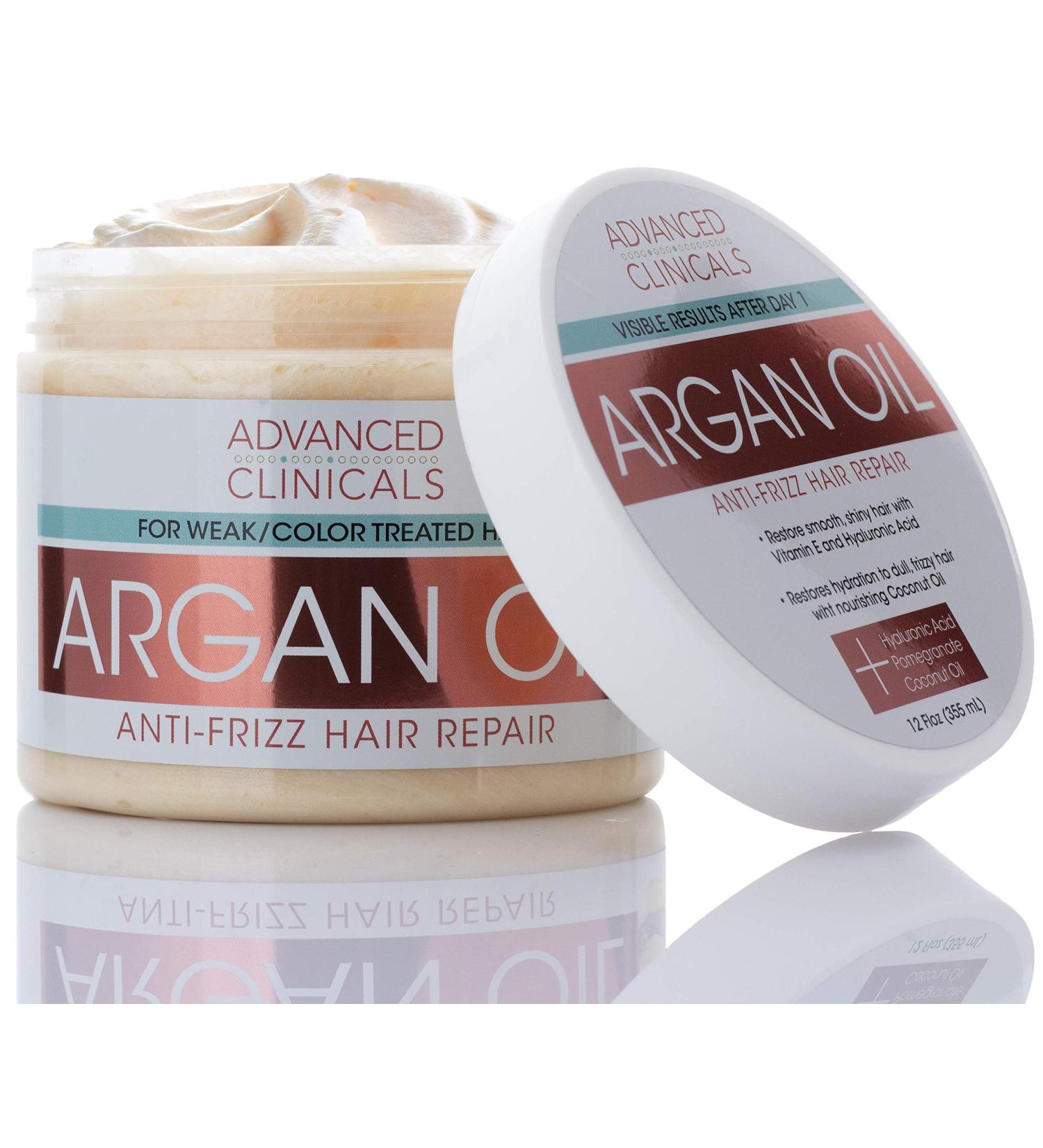 Advanced Clinicals Argan Oil Anti-Frizz Hair Repair - 12 fl oz | Nourishing Hair Treatment - Buy Online on GoSupps.com