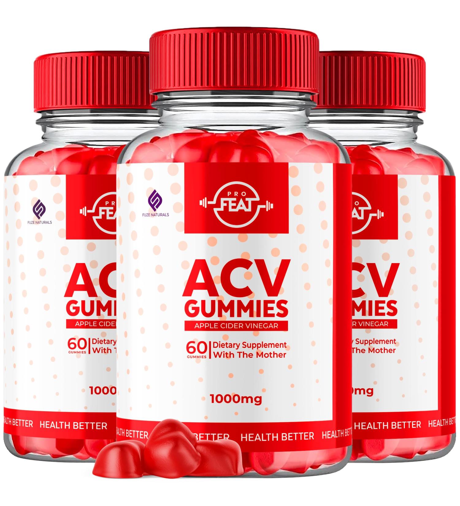 Buy 3 Pack Pro Feat ACV Gummies - Apple Cider Vinegar & Keto Supplement for Better Health | 180 Gummies with B12 & Folate - Buy Online on GoSupps.com