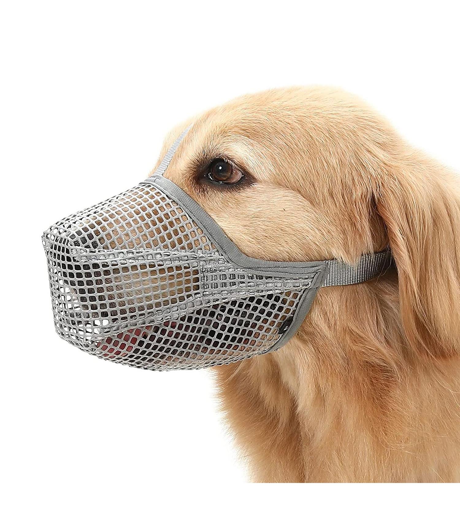 Breathable Mesh Dog Muzzle - Adjustable Gray XL | Comfortable & Secure Muzzle for Dogs - Buy Online on GoSupps.com