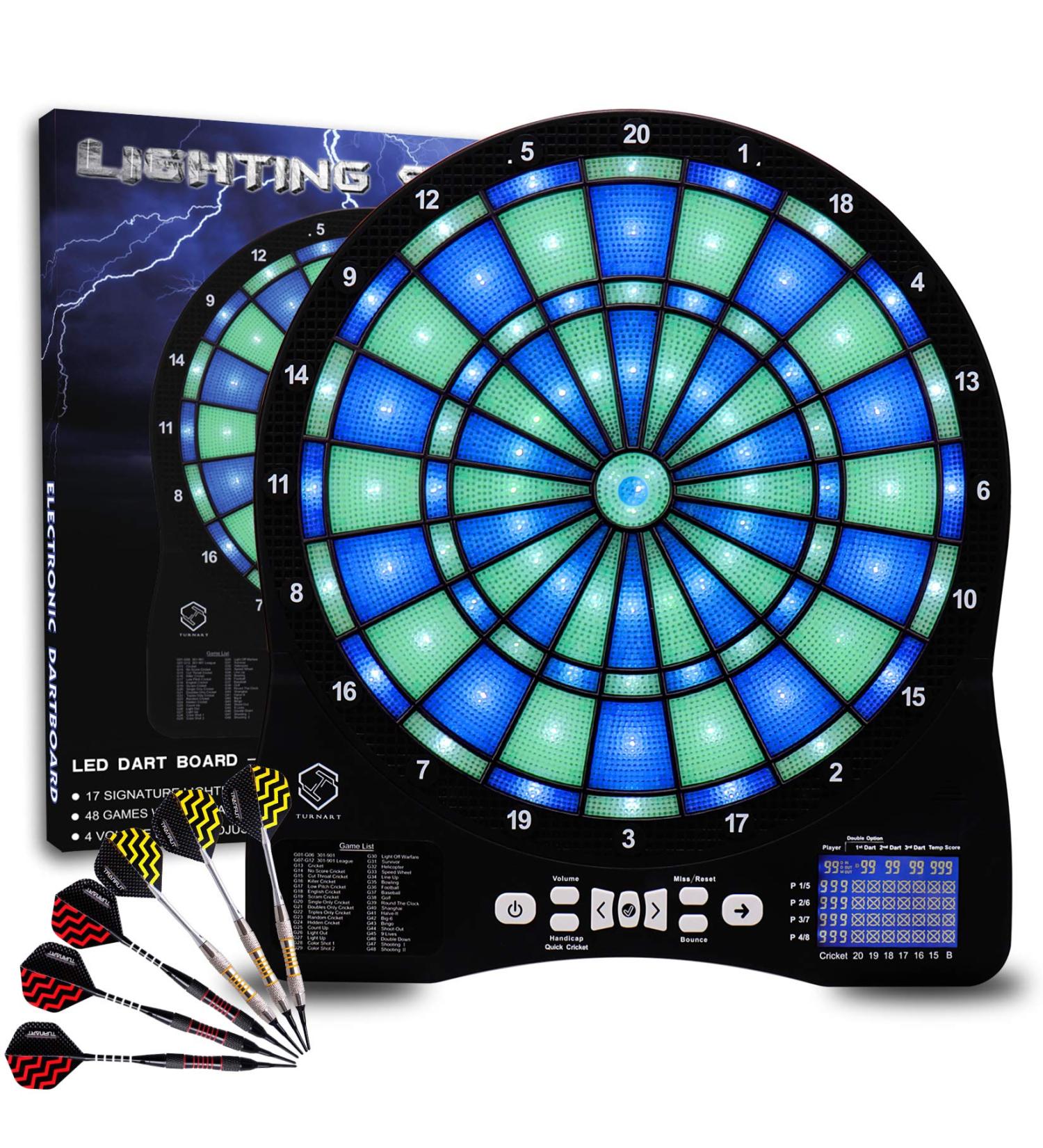 Turnart 13-Inch Electronic Dart Board with Illuminated Segments | Electric Dartboard for Adults | Professional Grade with Scoring | BLUE - Buy Online on GoSupps.com
