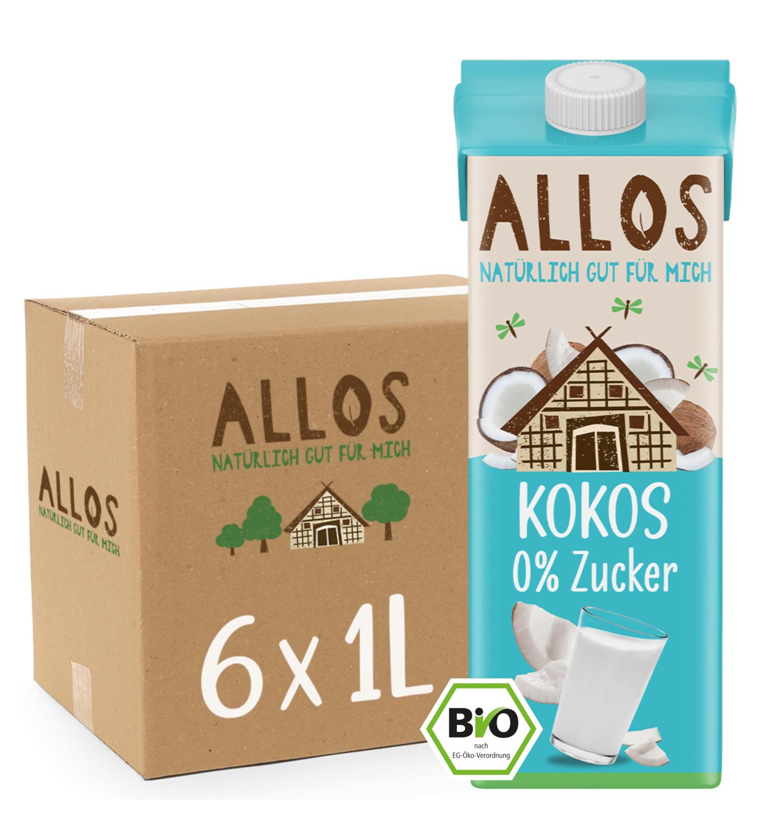 Allos Coconut Milk without Sugar - Vegan & Lactose-Free Milk Alternative (1L 6 Pack) | Plant-Based Drink - Buy Online on GoSupps.com