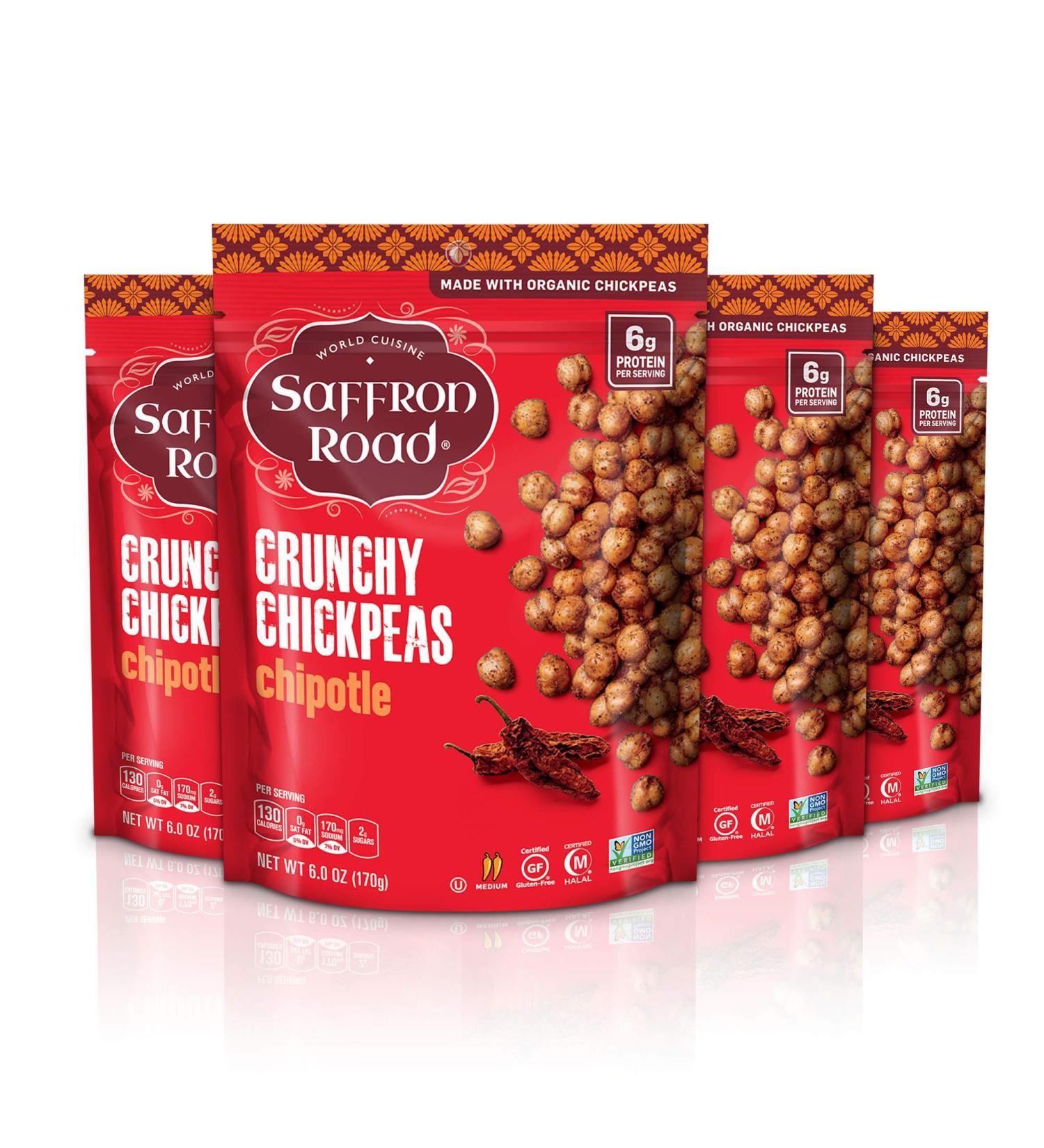 Saffron Road Chipotle Crunchy Chickpea Snack 6oz | Gluten Free, Non-GMO, Vegan - Buy Online on GoSupps.com
