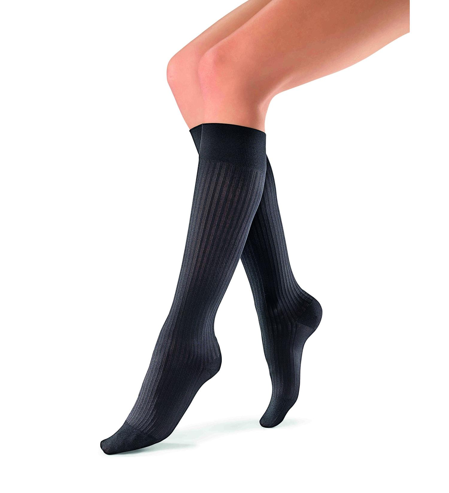 JOBST soSoft 15-20 mmHg Knee High Compression Socks - Ribbed Pattern Black Large | Comfortable & Stylish Support - Buy Online on GoSupps.com
