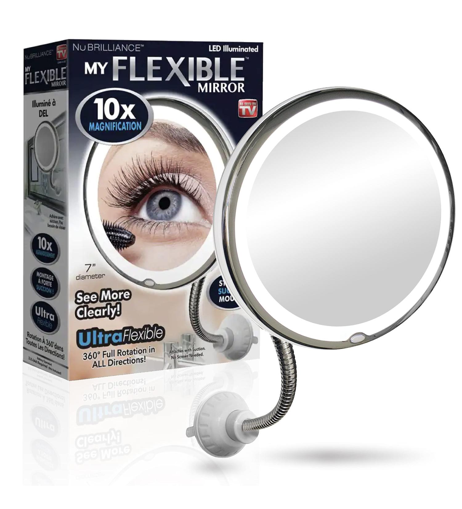 My Flexible Makeup Mirror with Lights - 10x Magnifying, LED Lighted Mirror for Makeup Desk - Flexible Arm & Suction Base - AS SEEN ON TV - Buy Online on GoSupps.com