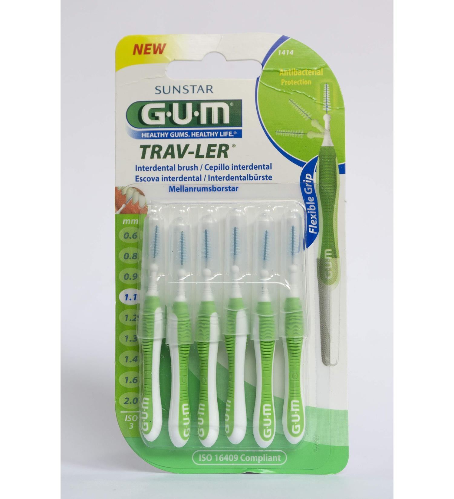 GUM TRAV-LER interdental brushes 6 pieces ISO 3 green 1.1mm 3-pack (3x 6 pieces)