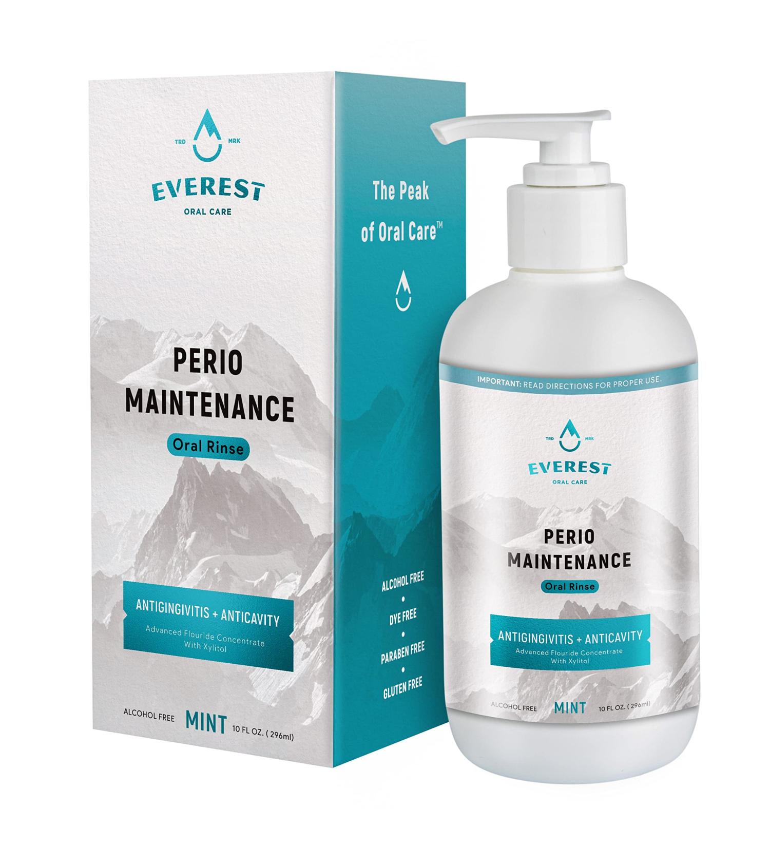 Everest Oral Care Alcohol-Free Mouthwash for Bad Breath, Plaque, Sensitive Teeth, Gingivitis - Fresh Mint Flavor, Fluoride Rinse - Buy Online on GoSupps.com