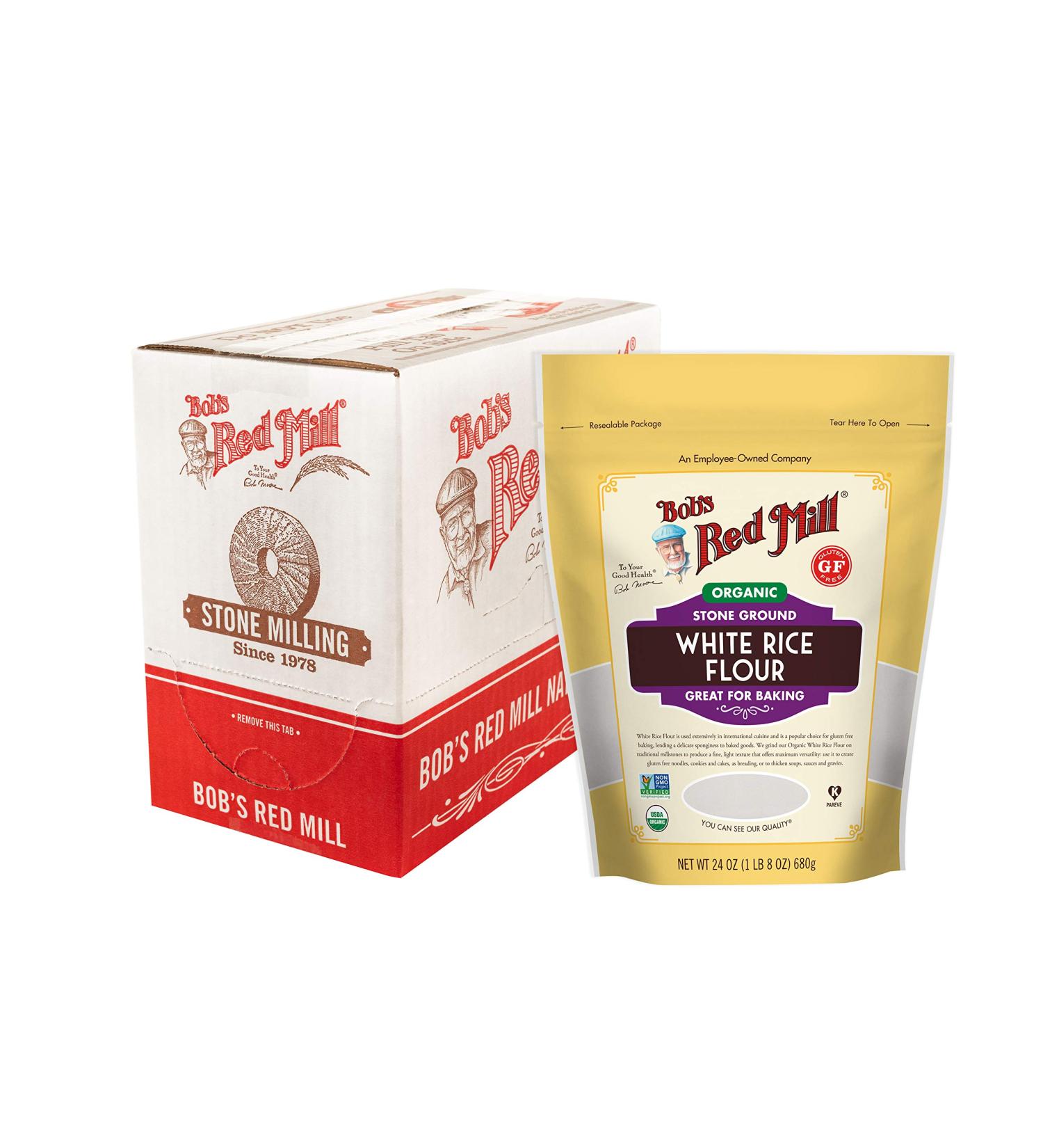 Bob's Red Mill Organic White Rice Flour 24oz - Pack of 4 | Gluten-Free & Non-GMO - Buy Online on GoSupps.com