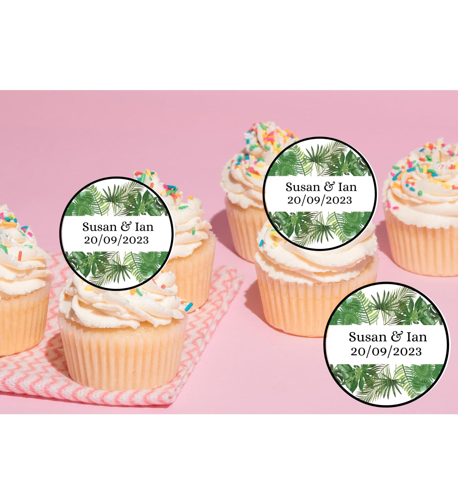 20 x EDIBLE Personalised Wedding cupcake toppers wafer/icing uncut WEDDING/ENGAGEMENT/HEN 3 (wafer paper) Rice Paper