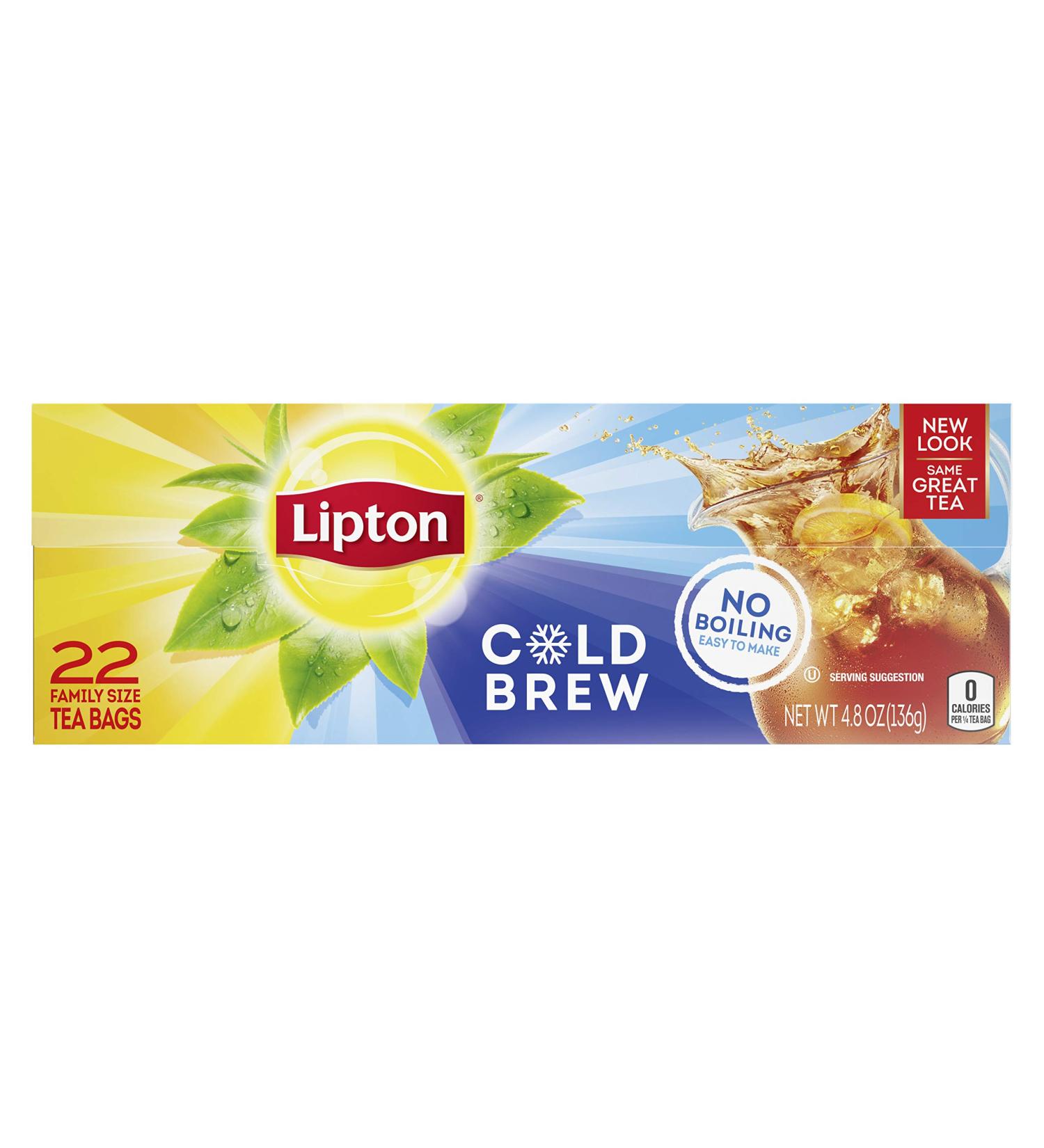 Lipton Family Size Cold Brew Tea Bags, Iced Tea - 22 Count (Pack of 6) - Buy Online on GoSupps.com