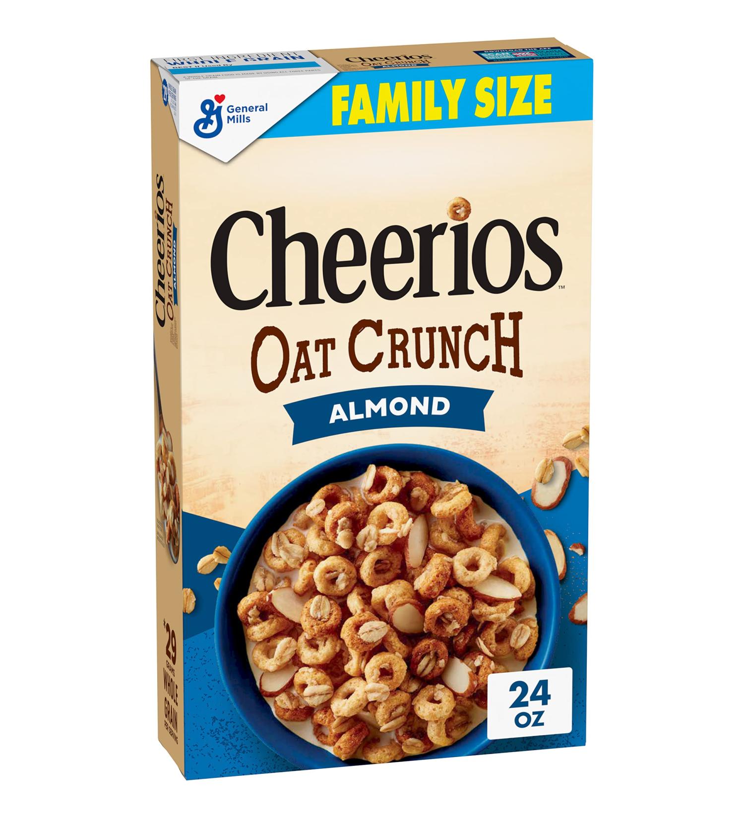 Cheerios Oat Crunch Almond Cereal 24 oz Family Size - Delicious Breakfast Option - Buy Online on GoSupps.com