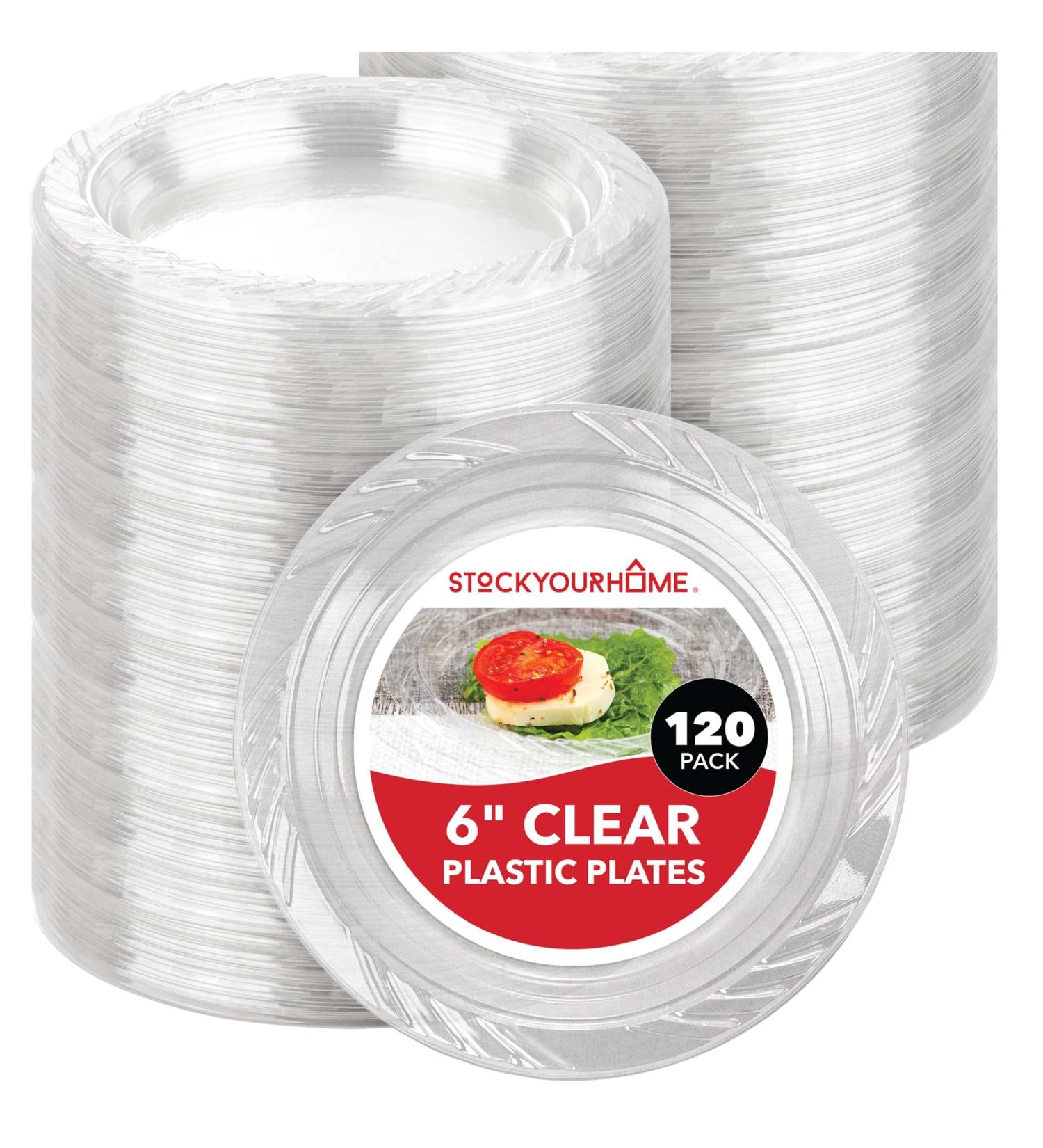 Stock Your Home 6-Inch Clear Plastic Dessert Plates (120 Pack) - Disposable Small Plates for Parties & Catering - Flexible & Crystal Clear Appetizer Plates - Buy Online on GoSupps.com
