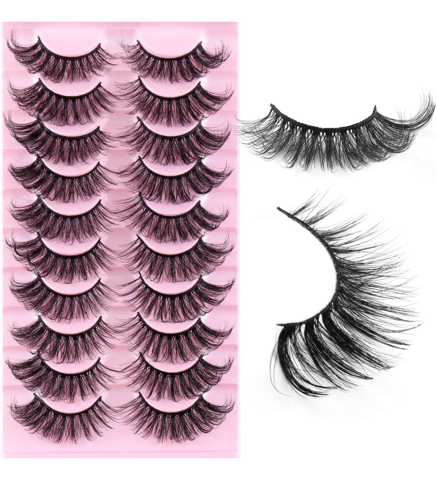 False Eyelashes Cat Eye Lashes Natural Fluffy Wispy Russian Strip Lashes 8D Faux Mink Volume Fox Eye Lashes Handmade Thick Soft Long Dramatic Fake Eyelashes 10 Pairs (HLY06) - Buy Online on GoSupps.com