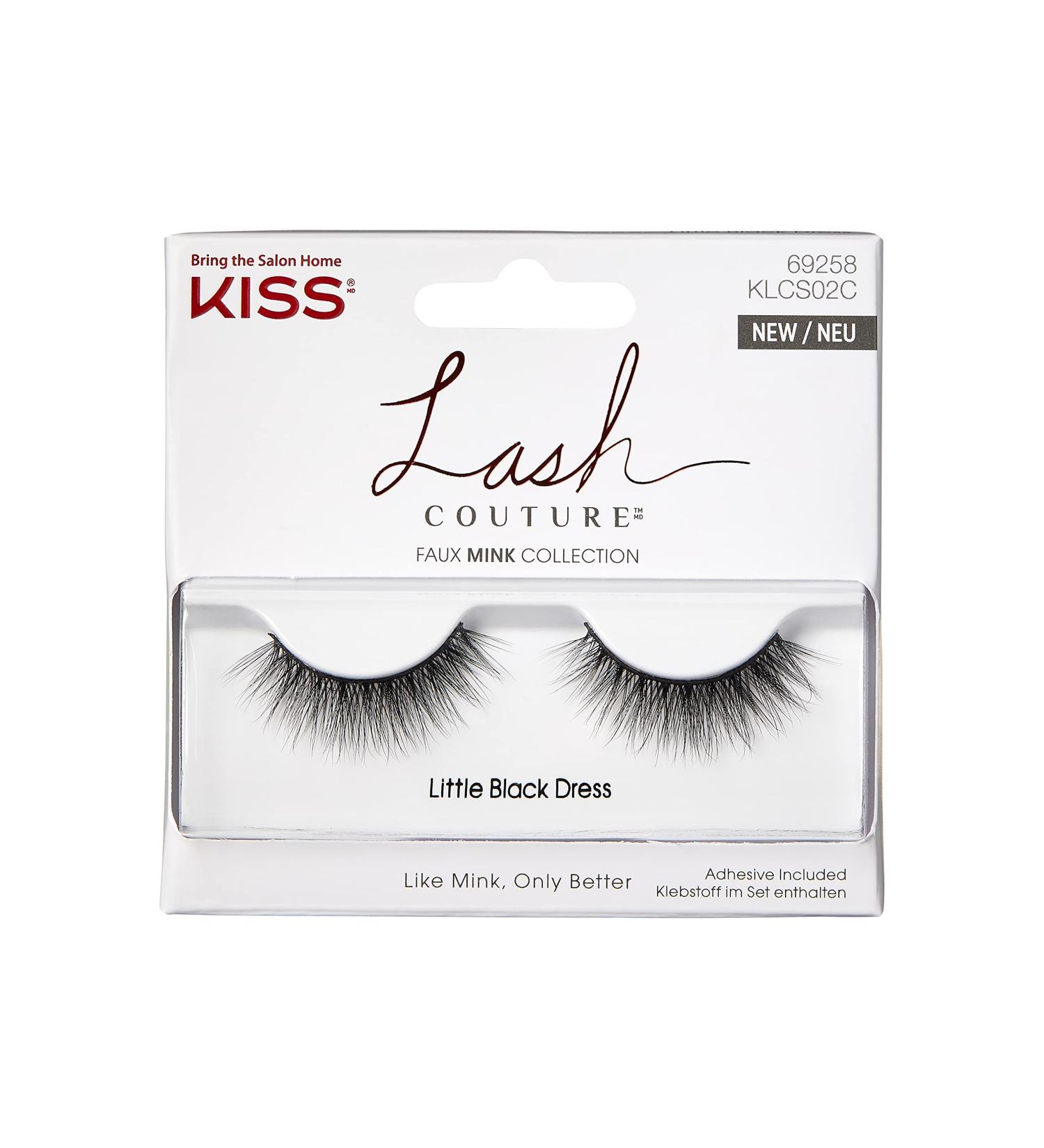 Kiss Lash Couture Faux Mink Collection - Ultra Brick Tapered Synthetic Fake Lashes & Glue | 1 Pair of Dramatic Eyelashes - Buy Online on GoSupps.com
