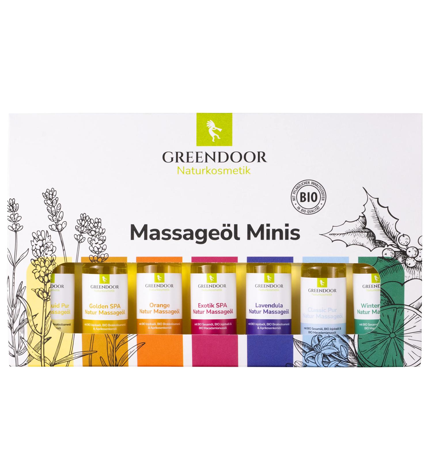 Greenendoor Vegan Massage Oil Tester Set - 175ml (7 x 25ml) | 100% Natural & Organic Cosmetics | Perfect Gift Box Experience - Buy Online on GoSupps.com