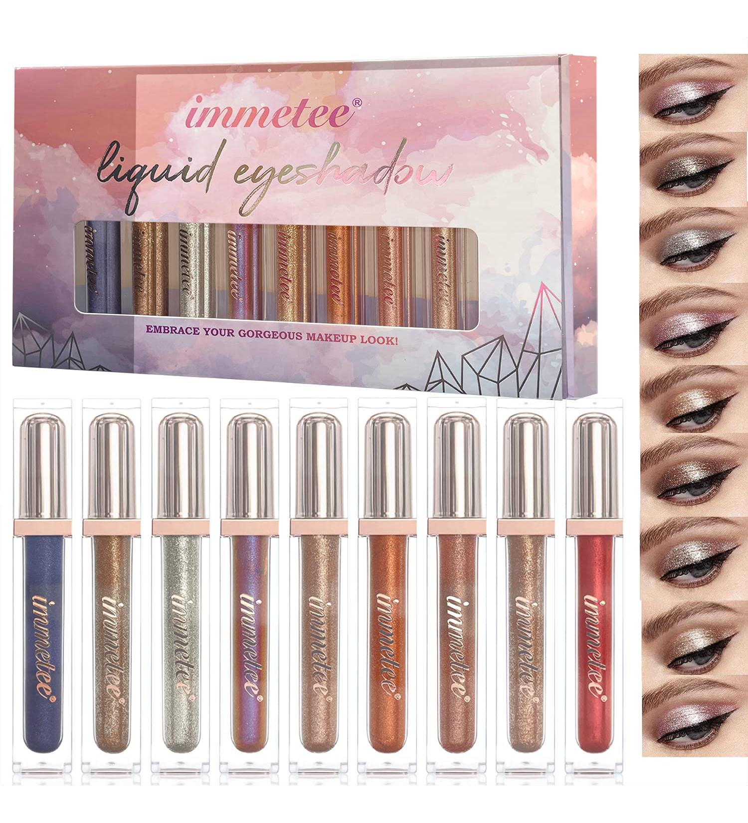 Immetee Glitter Liquid Eyeshadow Set - 9 Colors Shimmer Metallic Eye Shadow Stick Kit | Long Lasting, Waterproof, High Pigmented Eyeliner | Multi-color Set - Buy Online on GoSupps.com