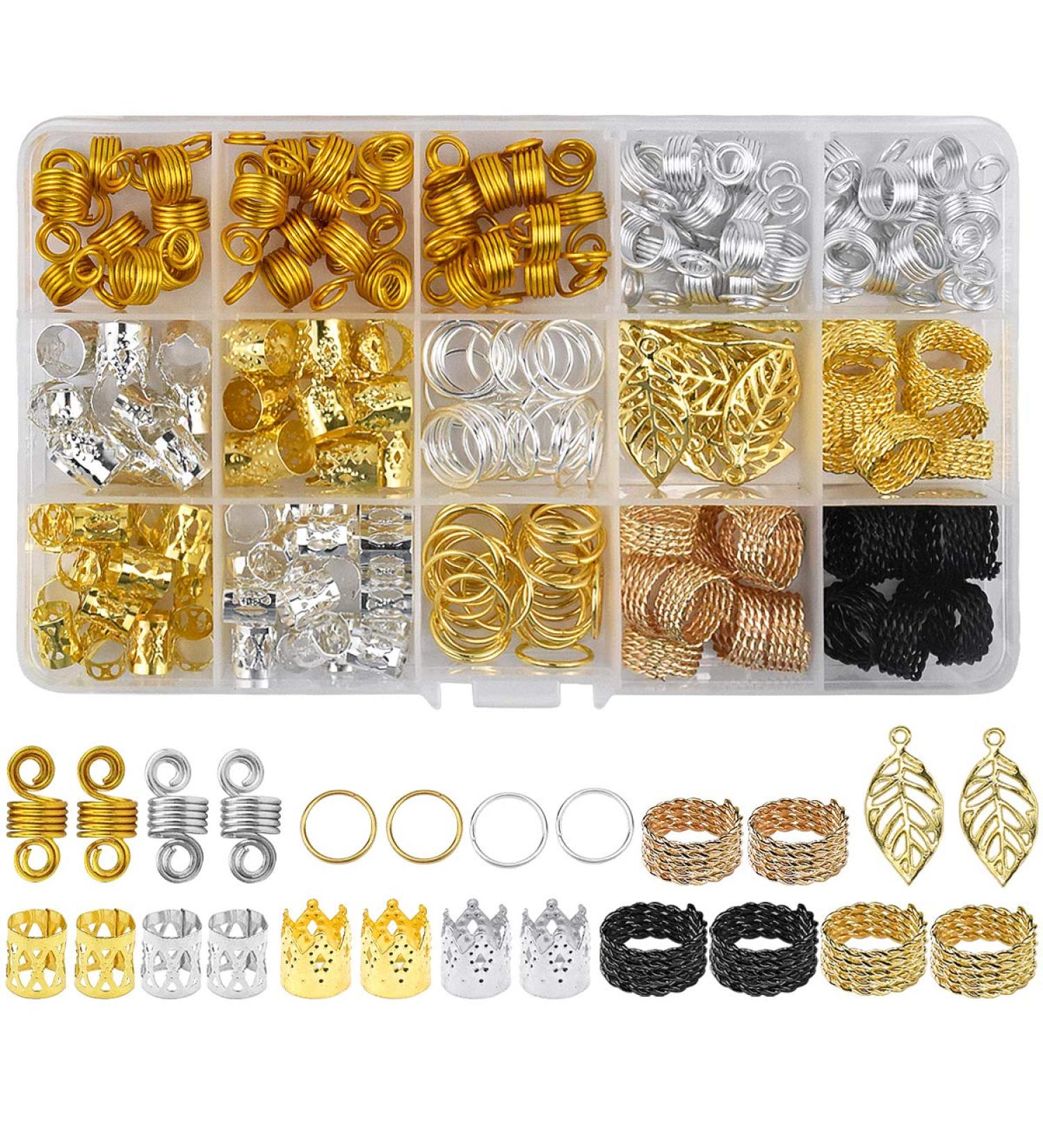 Azonelife 200 Pieces Hair Cuffs and Braid Rings Aluminum Hair Coil Dreadlocks Accessories Metal Hair Cuffs Hair Braid Rings Clip Beads for Hair Decorations Pendants Hair Jewellery - Buy Online on GoSupps.com