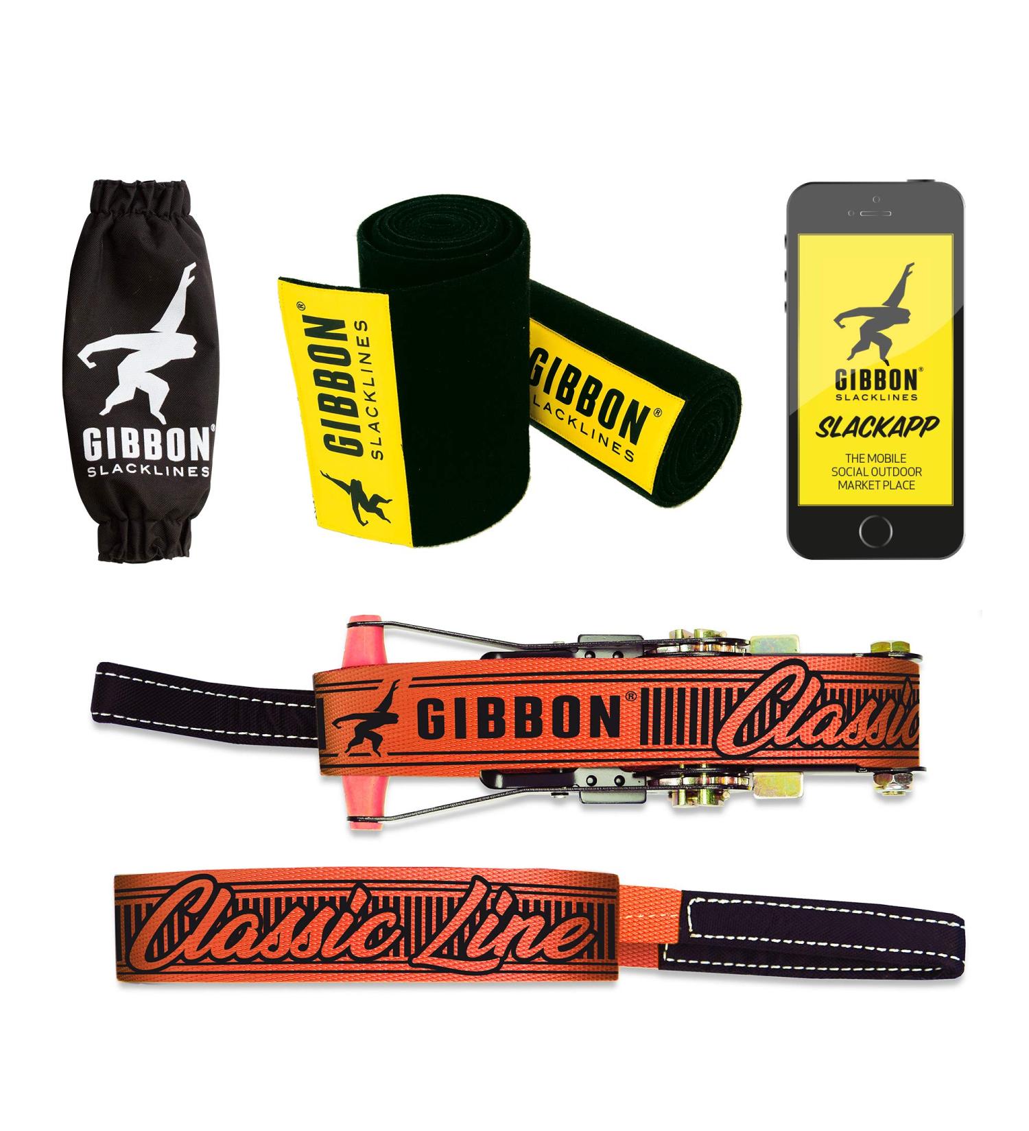 Gibbon Slacklines Classicline 49ft with Treewear - Red | Ratchet Protection | Tree & Line Protection - 50mm Wide - Buy Online on GoSupps.com