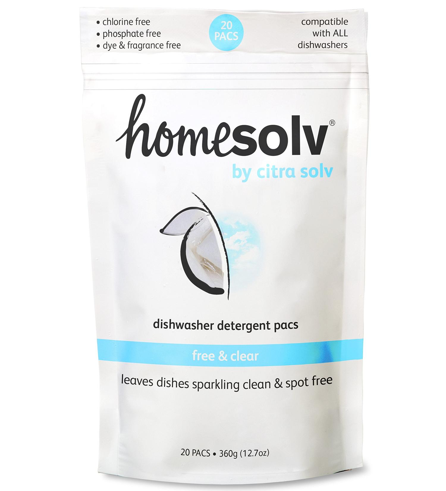 Citra Solv Homesolv Auto Dishwasher Pacs - Free & Clear, 20 Count, 12.7 Oz - Eco-Friendly Cleaning - Buy Online on GoSupps.com