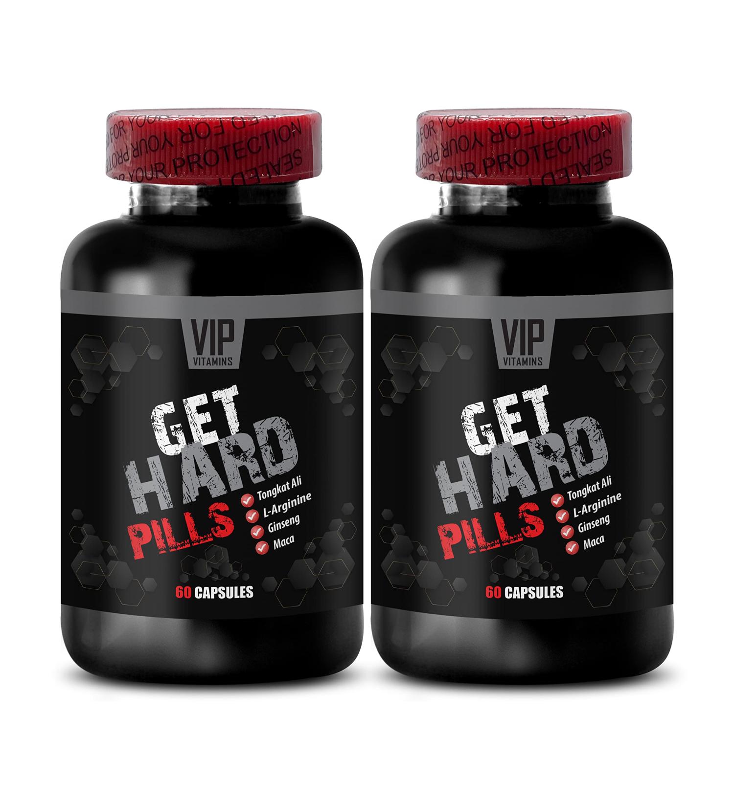 Get Hard Pills - L-Arginine Ginseng Maca Extract for Men - Tongkat Ali, Muira Puama, Pumpkin Seeds - 2 Bottles 120 Capsules - Buy Online on GoSupps.com