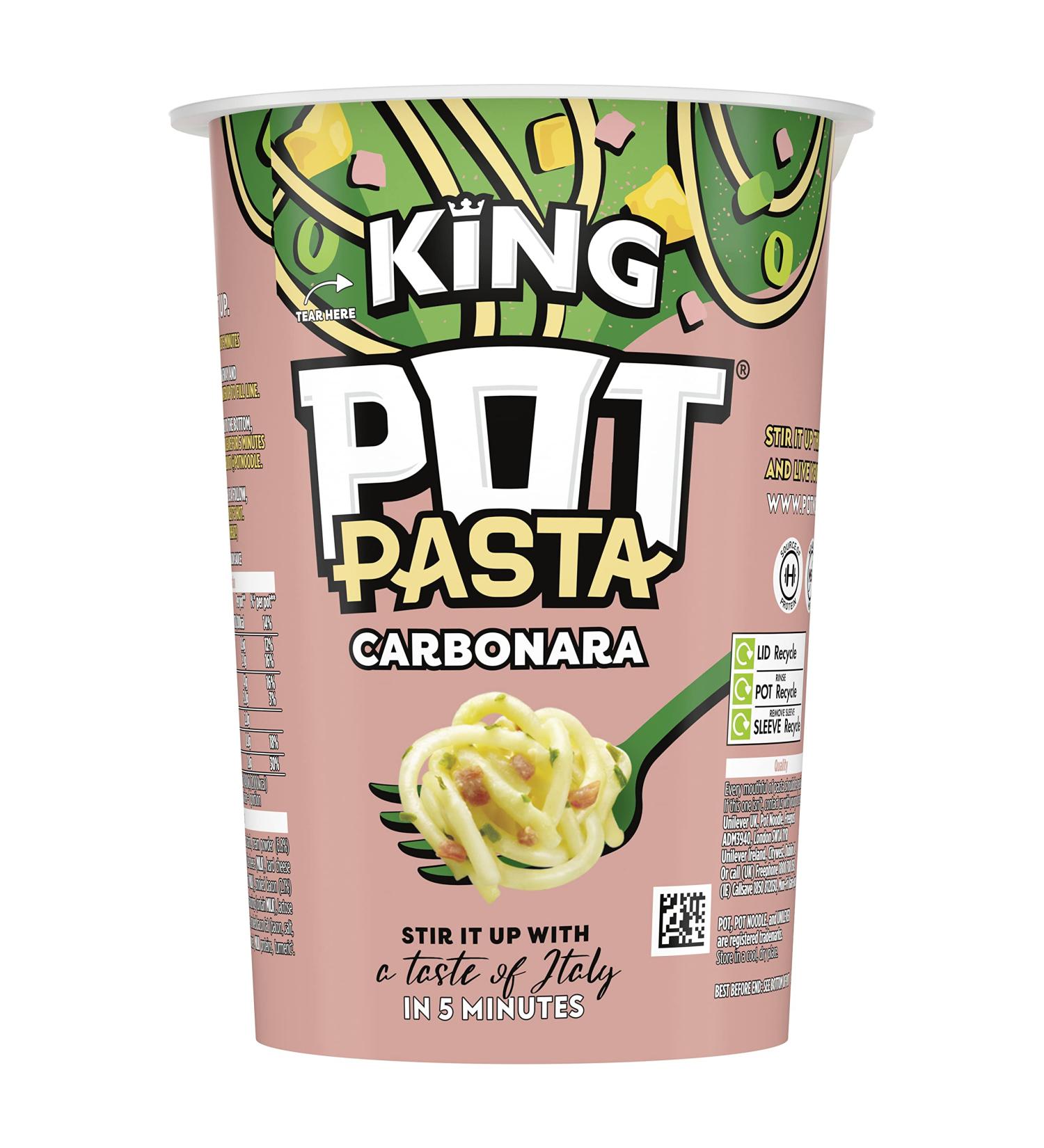 Pot Noodle Pasta King Creamy Carbonara - 8 x 69g | Instant Hot Snack from Top Noodle Brand - Buy Online on GoSupps.com