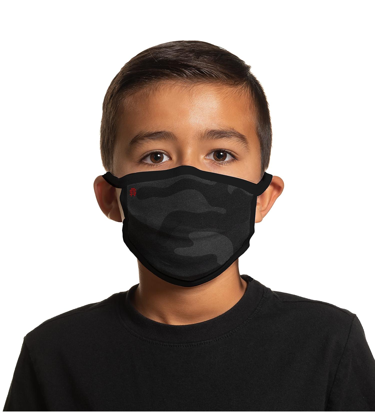 Extra Small & Small Black Camouflage Reversible Cloth Face Mask - Washable Reusable USA Made - Buy Online on GoSupps.com