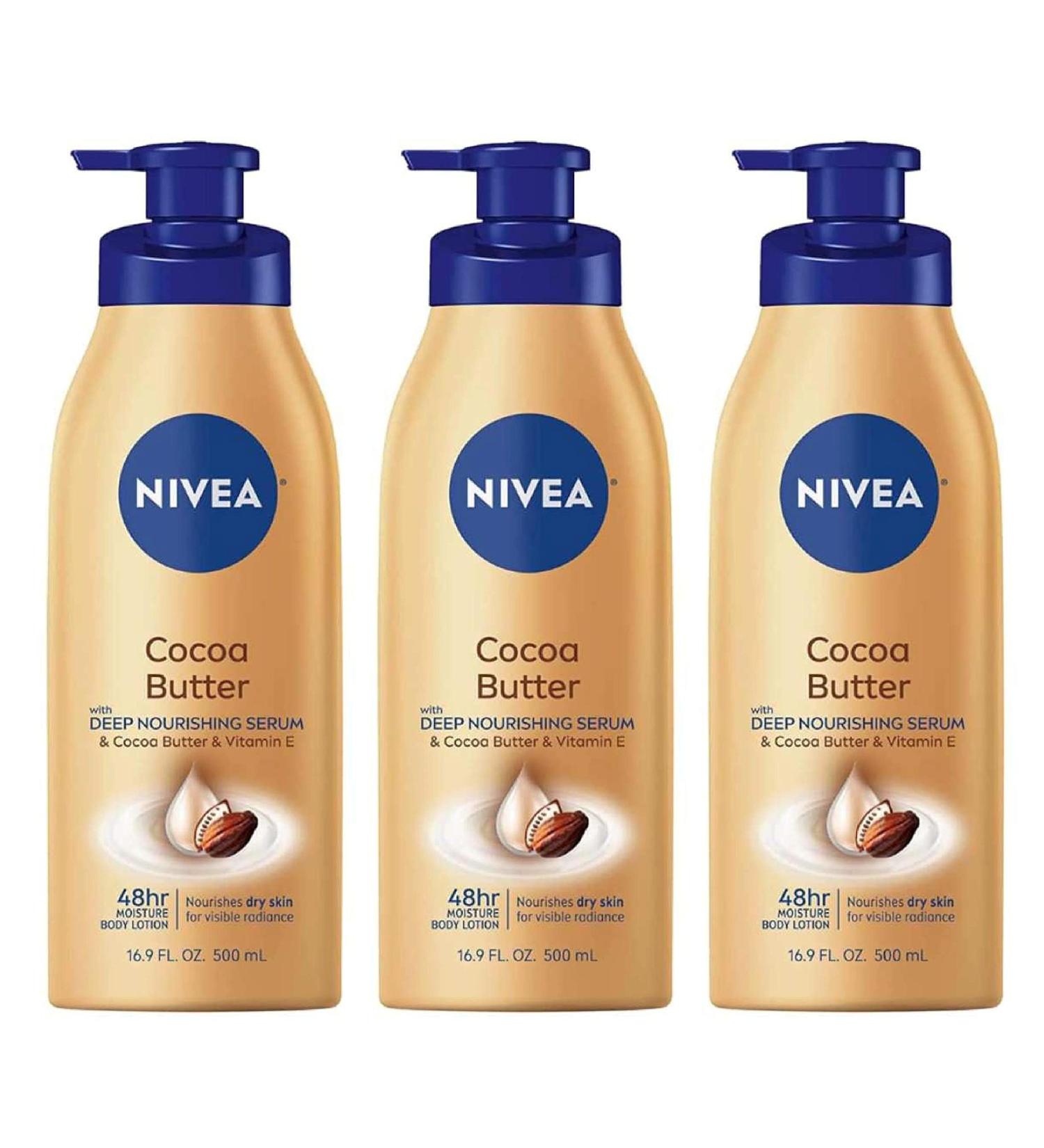 NIVEA Cocoa Butter Lotion 16.9 oz Pump (500ml), 3 Pack - for Dry to Very Dry Skin - Buy Online on GoSupps.com