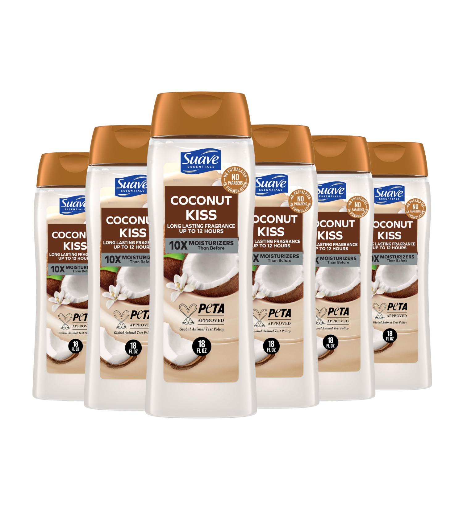 Buy Suave Moisturizing Body Wash for Women - Coconut Kiss Vitamin E & Aloe Paraben-Free 18 Oz (Pack of 6) - International Shipping Available - Buy Online on GoSupps.com